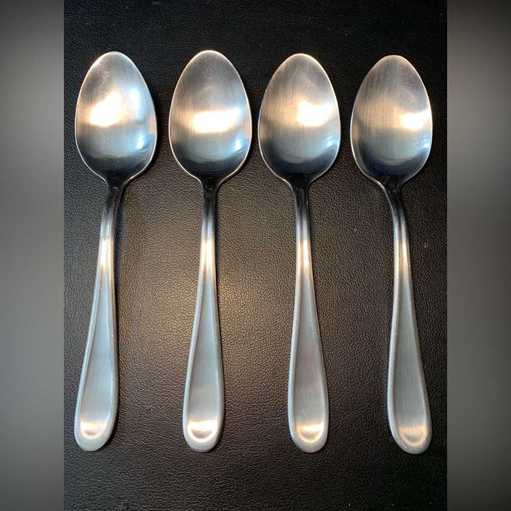 4 Stainless Flatware Spoons Heavy Guage Solid Industrial Strength EXCELLENT
